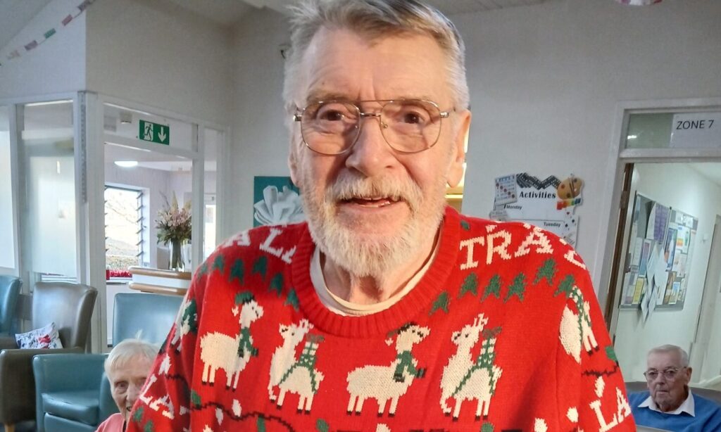 Resident at Holcroft Grange in his Christmas Jumper