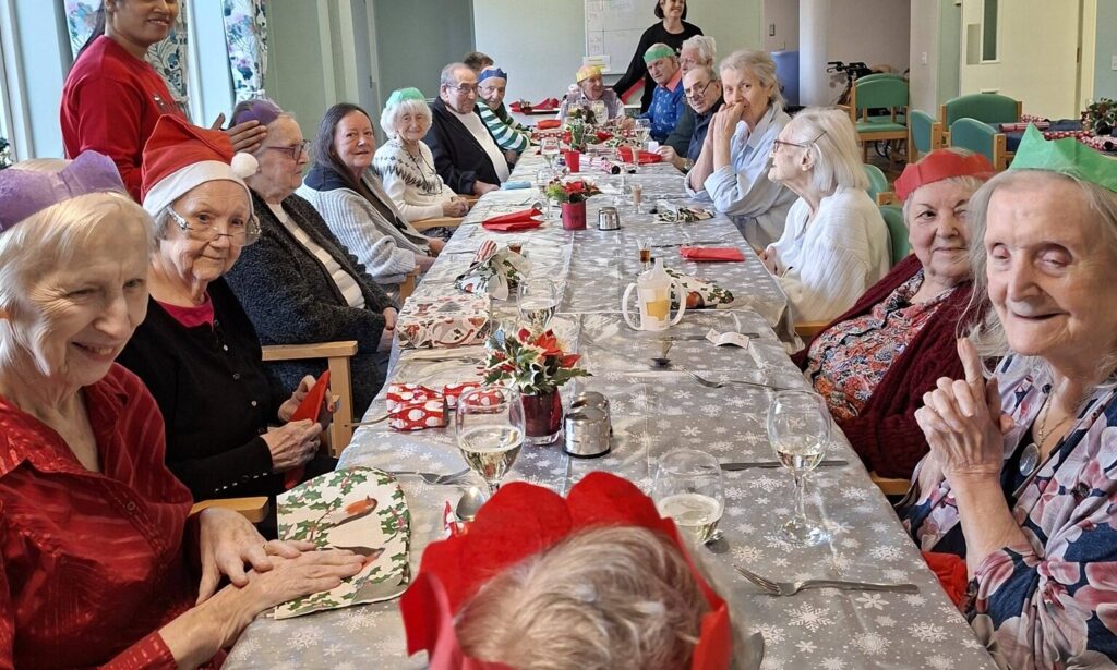 Leycester House care home enjoying Christmas Lunch